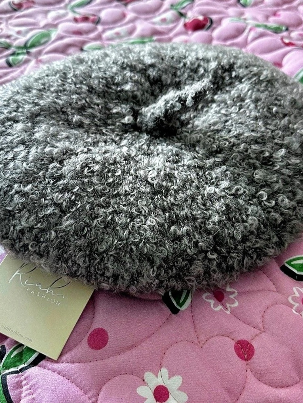 Riah Fashion Gray Fuzzy Baret Hat